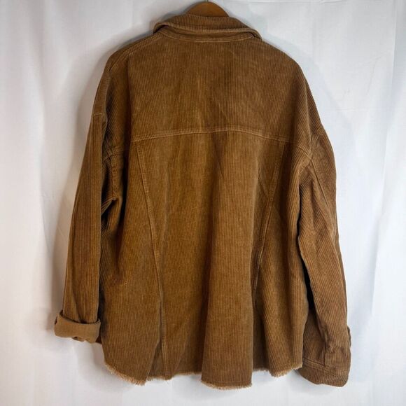 GeeGee Corduroy Chore Shirt Jacket Brown Button Front Field Utility Size 2X - Picture 2 of 11
